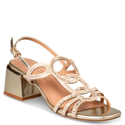 Envie mid heel sandals γυναικεία πέδιλα με χαμηλό τακούνι σε χρυσό χρώμα