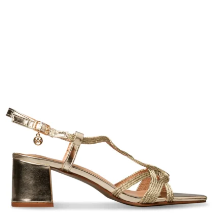 Envie mid heel sandals γυναικεία πέδιλα με χαμηλό τακούνι σε χρυσό χρώμα