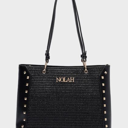 Nolah Ipanema Black γυναικεία τσάντα ώμου ψάθινη σε μαύρο χρώμα