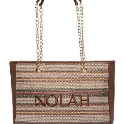 Nolah Venice Mixed γυναικεία τσάντα ώμου σε ψάθα πολύχρωμη