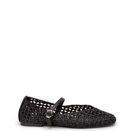 Adam's shoes Γυναικεία μπαλαρίνα πλεκτή με μπαρέτα σε μαύρο χρώμα