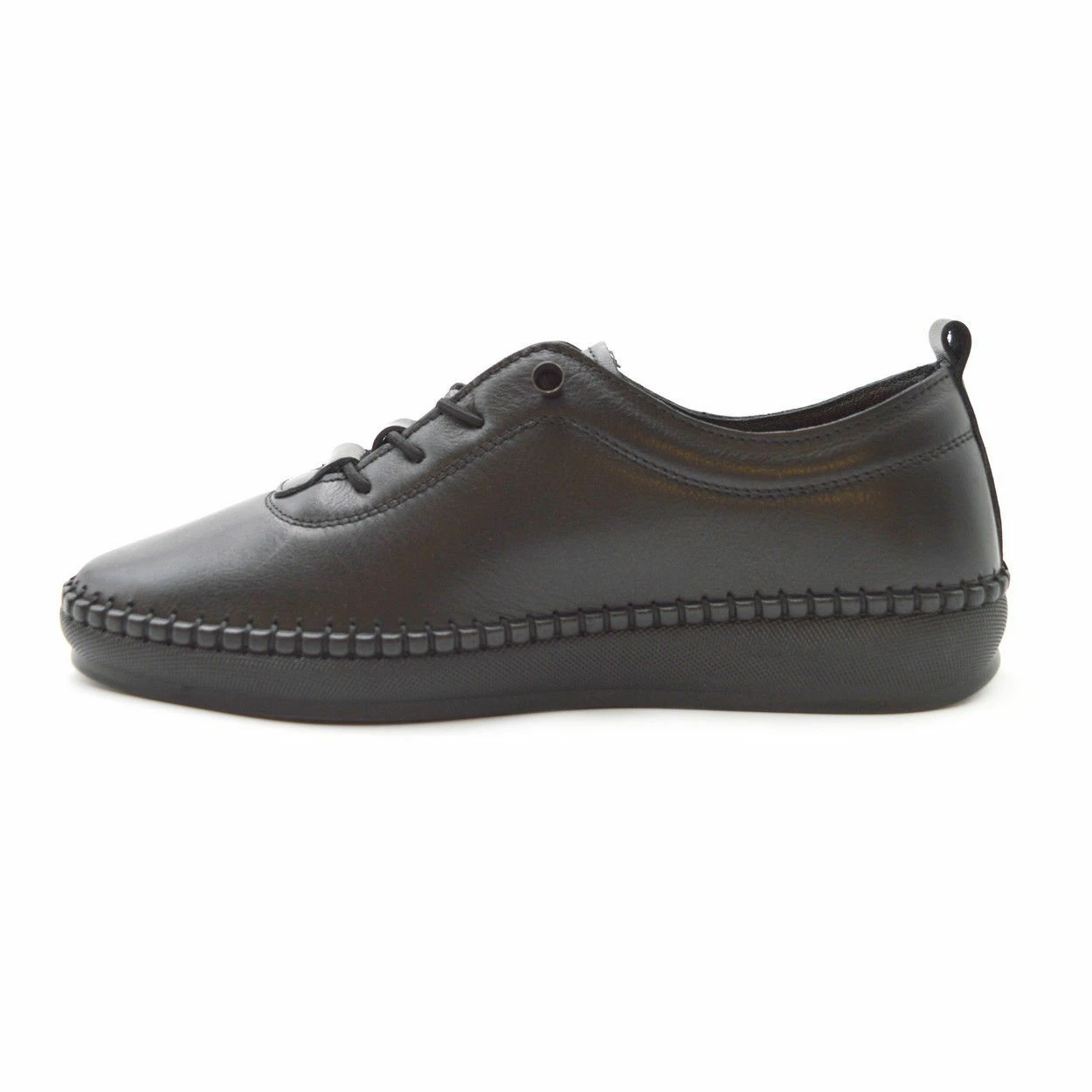 Flivver γυναικεία δερμάτινα ανατομικά sneakers σε μαύρο χρώμα - Image 3