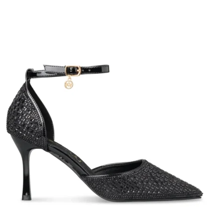 Envie POINTY PUMPS γυναικεία γόβα με στρας σε μαύρο χρώμα