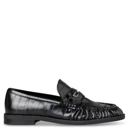 Envie LOAFERS γυναικεία μοκασίνια με σούρα σε μαύρο χρώμα
