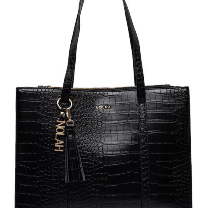 Nolah Melody Black Croco γυναικεία τσάντα ώμου σε μαύρο χρώμα