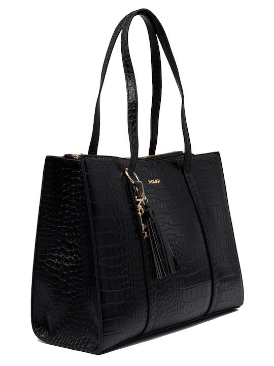 Nolah Melody Black Croco γυναικεία τσάντα ώμου σε μαύρο χρώμα - Image 2