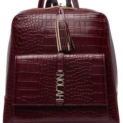 Nolah Silva Burgundy Croco backpack γυναικεία τσάντα πλάτης σε μπορντό χρώμα
