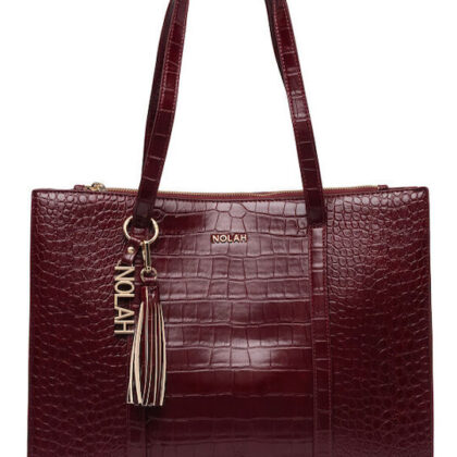 Nolah Melody Burgundy Croco γυναικεία τσάντα ώμου σε μπορντό χρώμα