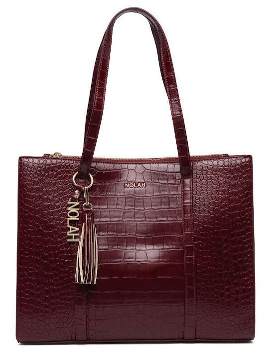 Nolah Melody Burgundy Croco γυναικεία τσάντα ώμου σε μπορντό χρώμα