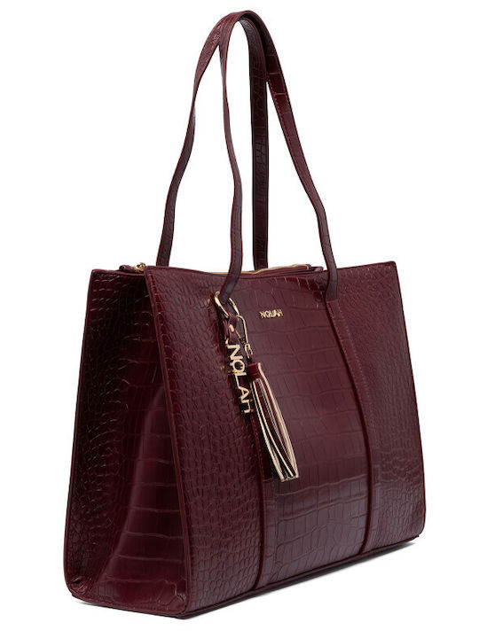 Nolah Melody Burgundy Croco γυναικεία τσάντα ώμου σε μπορντό χρώμα - Image 4
