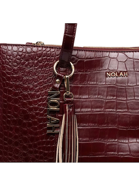 Nolah Melody Burgundy Croco γυναικεία τσάντα ώμου σε μπορντό χρώμα - Image 3