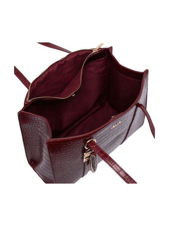 Nolah Melody Burgundy Croco γυναικεία τσάντα ώμου σε μπορντό χρώμα - Image 2