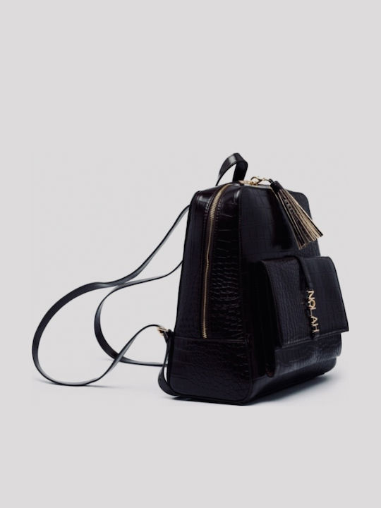 Nolah Silva Black backpack croco γυναικεία τσάντα πλάτης σε μαύρο χρώμα - Image 3
