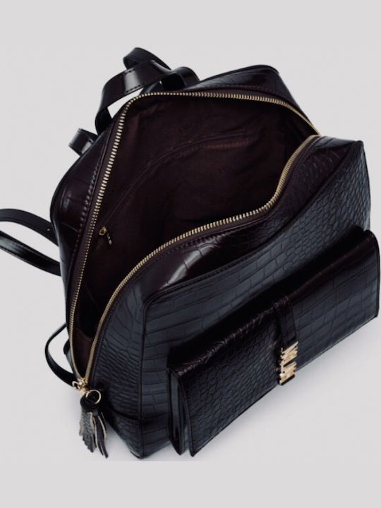 Nolah Silva Black backpack croco γυναικεία τσάντα πλάτης σε μαύρο χρώμα - Image 2