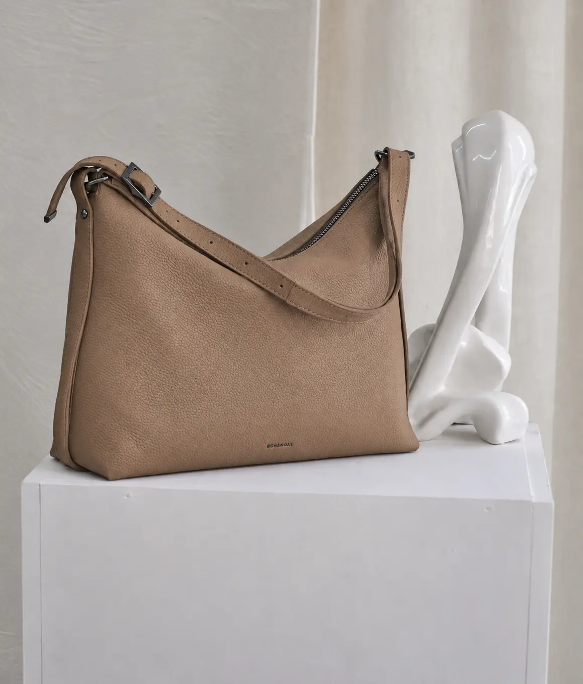 Bonendis Rallu in Warm Beige Leather γυναικεία δερμάτινη τσάντα ώμου - Image 5