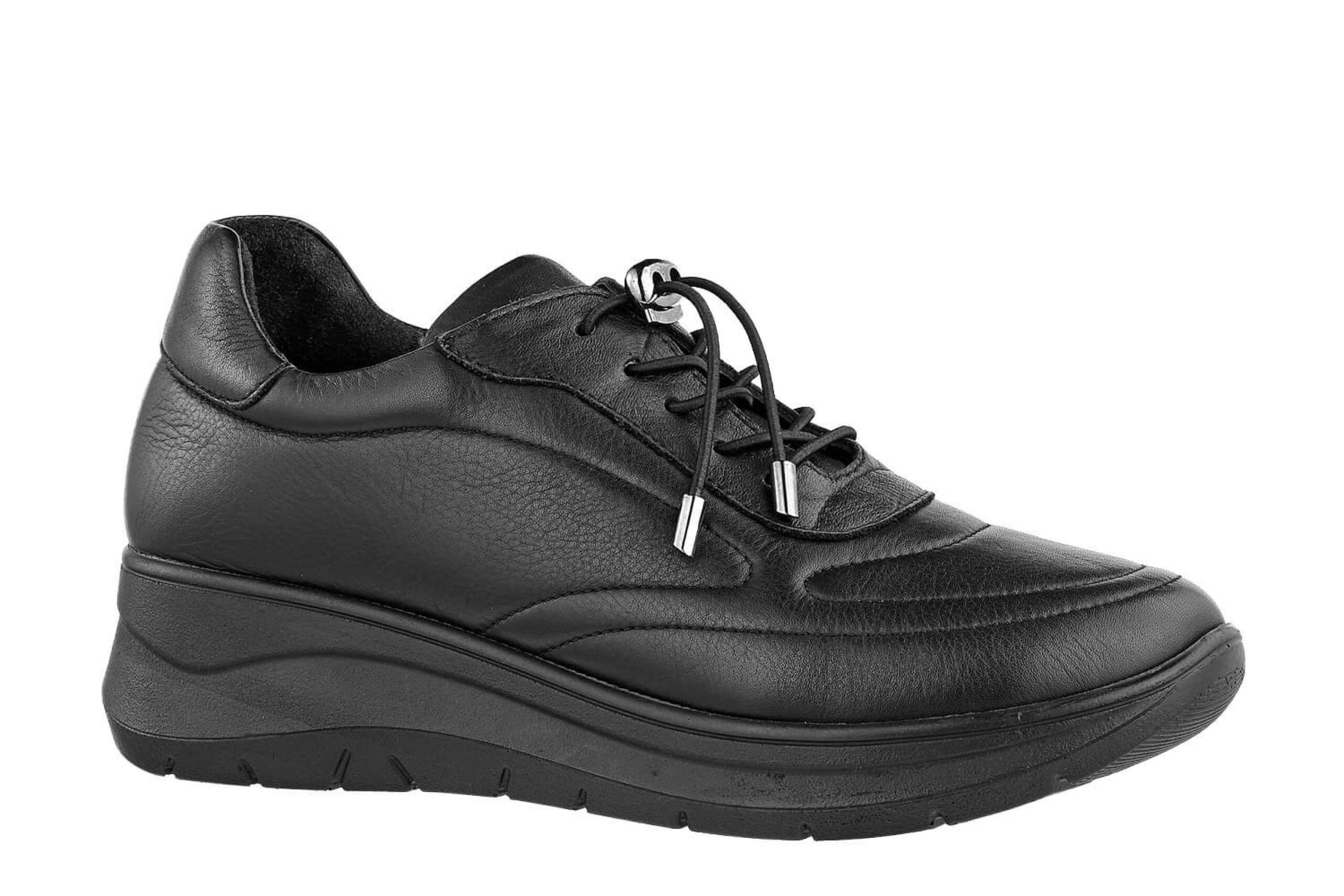 Naturelle Δερμάτινα γυναικεία ανατομικά sneakers σε μαύρο χρώμα