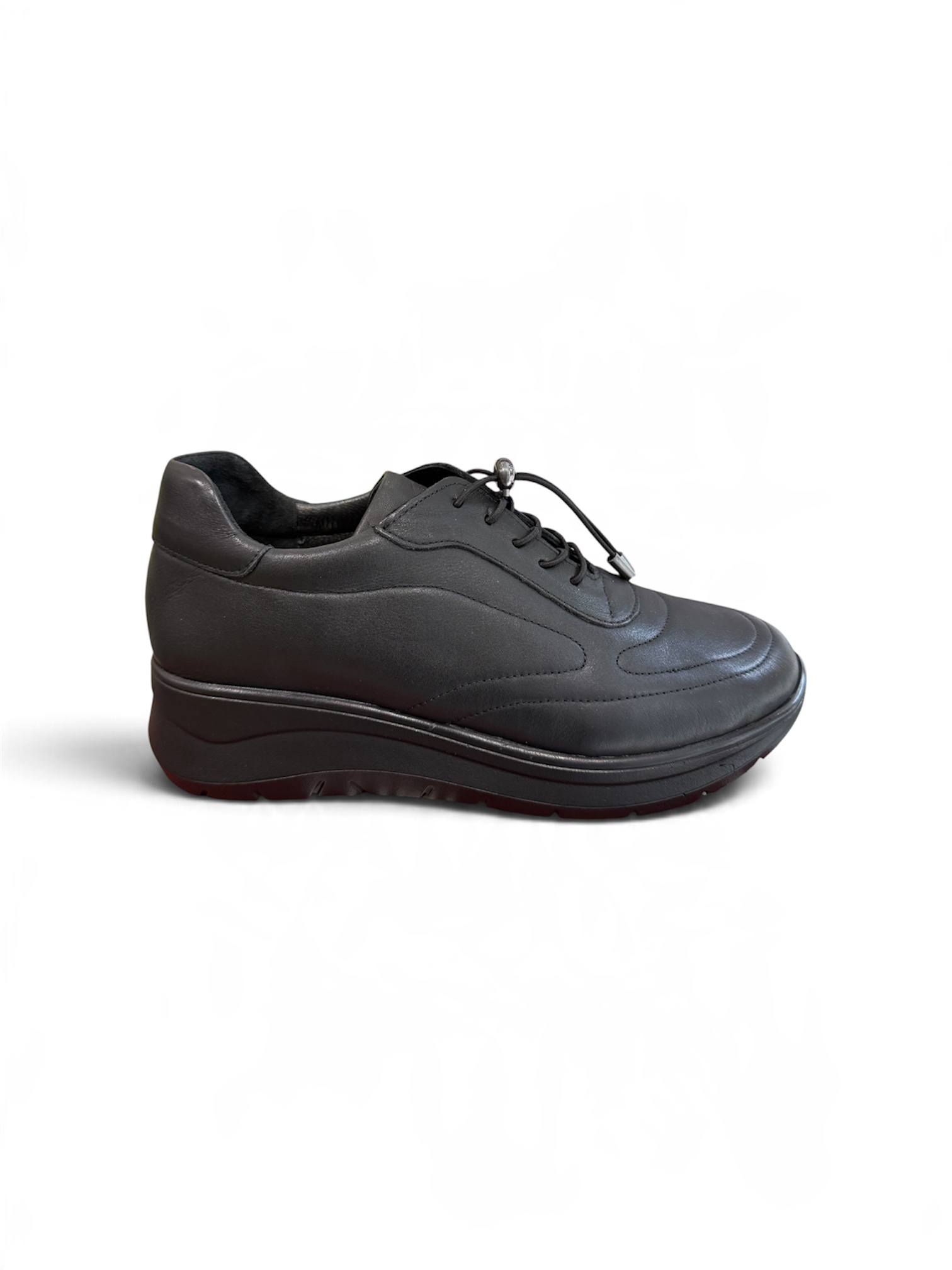 Naturelle Δερμάτινα γυναικεία ανατομικά sneakers σε μαύρο χρώμα - Image 3
