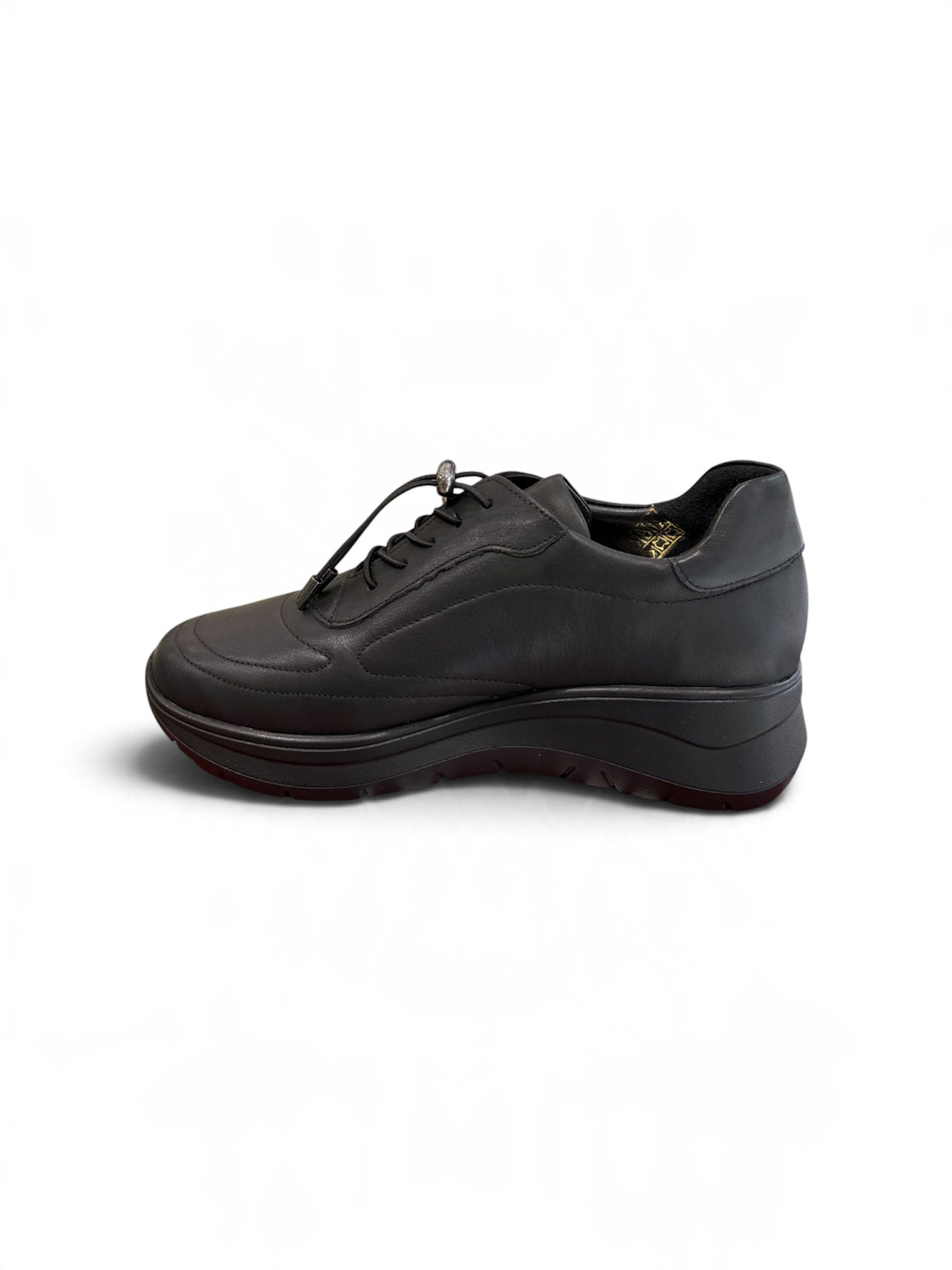 Naturelle Δερμάτινα γυναικεία ανατομικά sneakers σε μαύρο χρώμα - Image 2