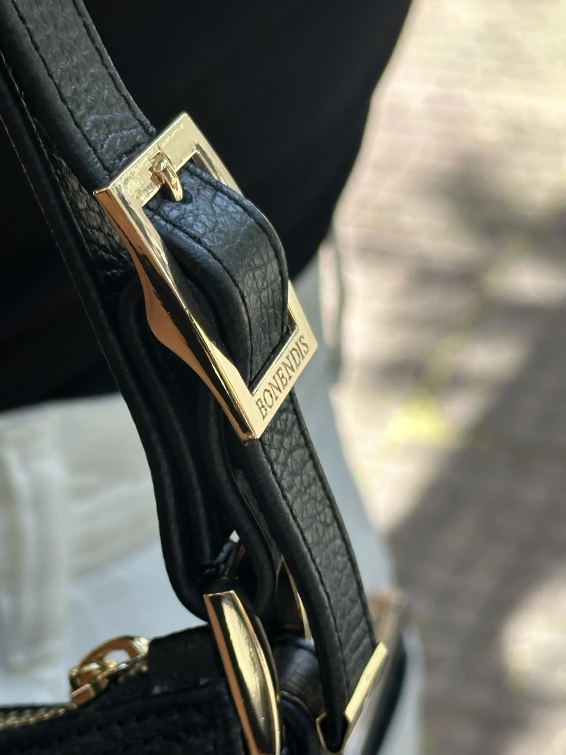 Bonendis Rallu in Black Leather γυναικεία δερμάτινη τσάντα ώμου σε μαύρο χρώμα - Image 4